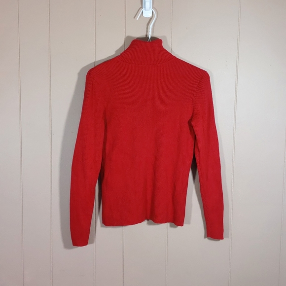 Vintage Lauren Ralph Lauren RLL Logo Red Ribbed Knit Turtle Neck Top Size Small - Picture 5 of 7